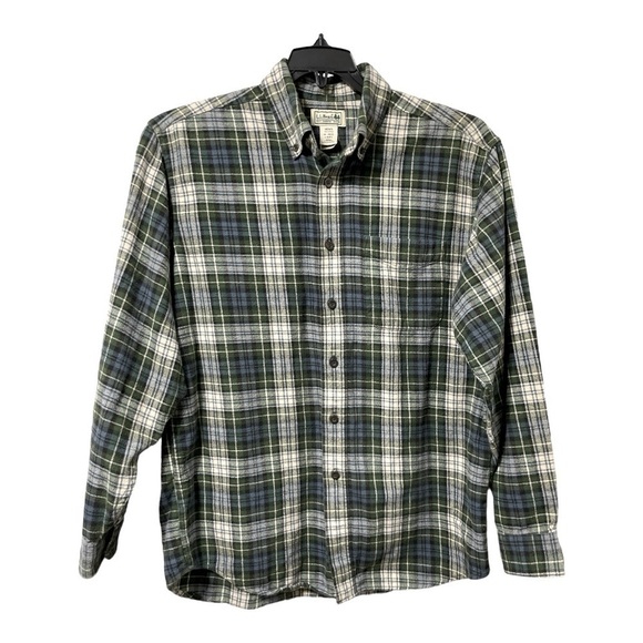 L.L. Bean Plaid Flannel Shirt Mens M-Reg Traditional Fit Outdoor Casual - Picture 1 of 8